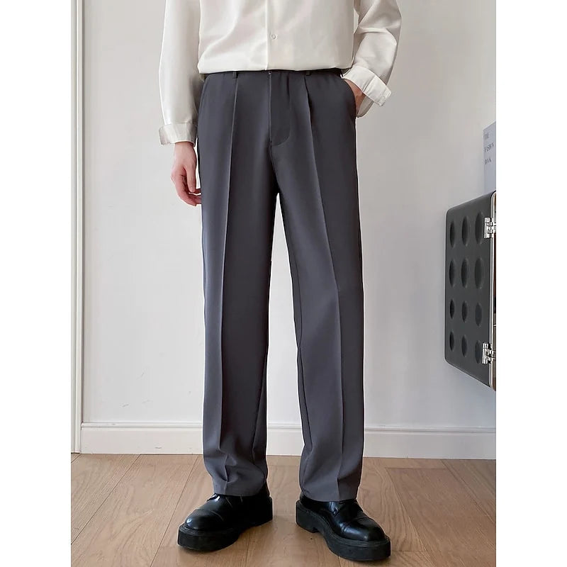 Men's dark grey tailored wide-leg trousers for cold autumn and winter days