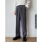 Men's dark grey tailored wide-leg trousers for cold autumn and winter days