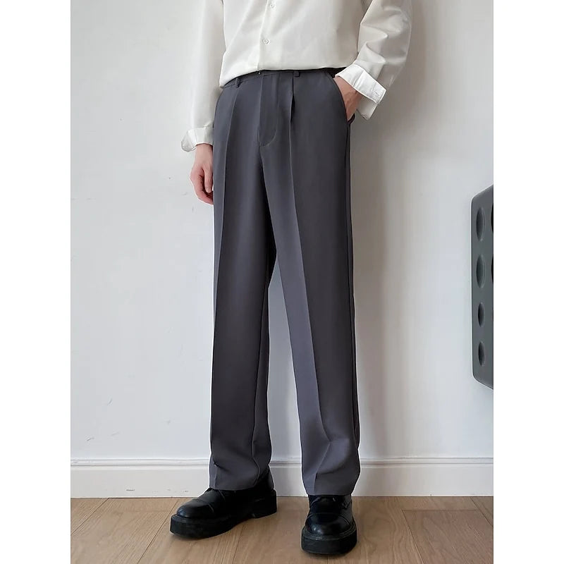 Men's dark grey tailored wide-leg trousers for cold autumn and winter days