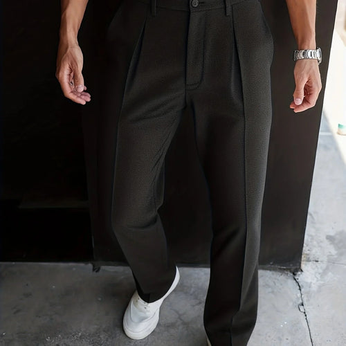 Men's black classic straight-leg trousers