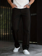 Men's slate grey classic straight-leg trousers