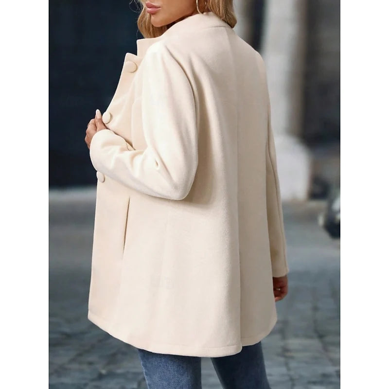 Women's black tailored stand-collar coat