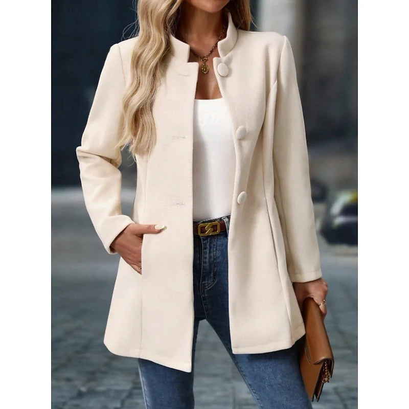 Women's yellow tailored stand-collar coat