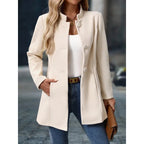 Women's yellow tailored stand-collar coat
