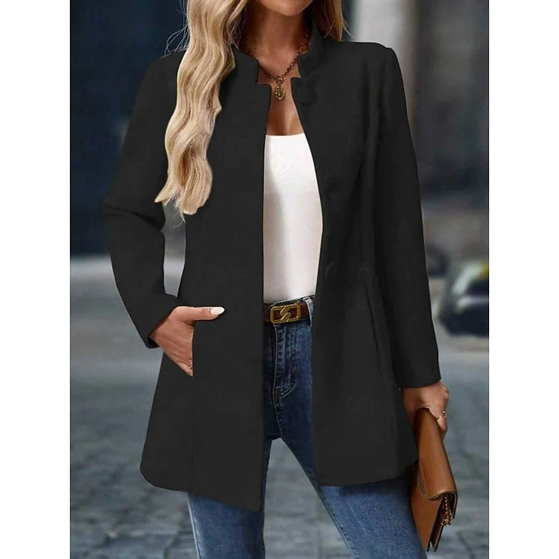 Women's red tailored stand-collar coat