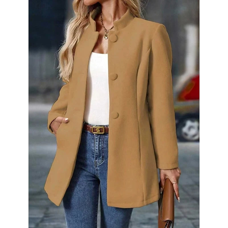Women's black tailored stand-collar coat