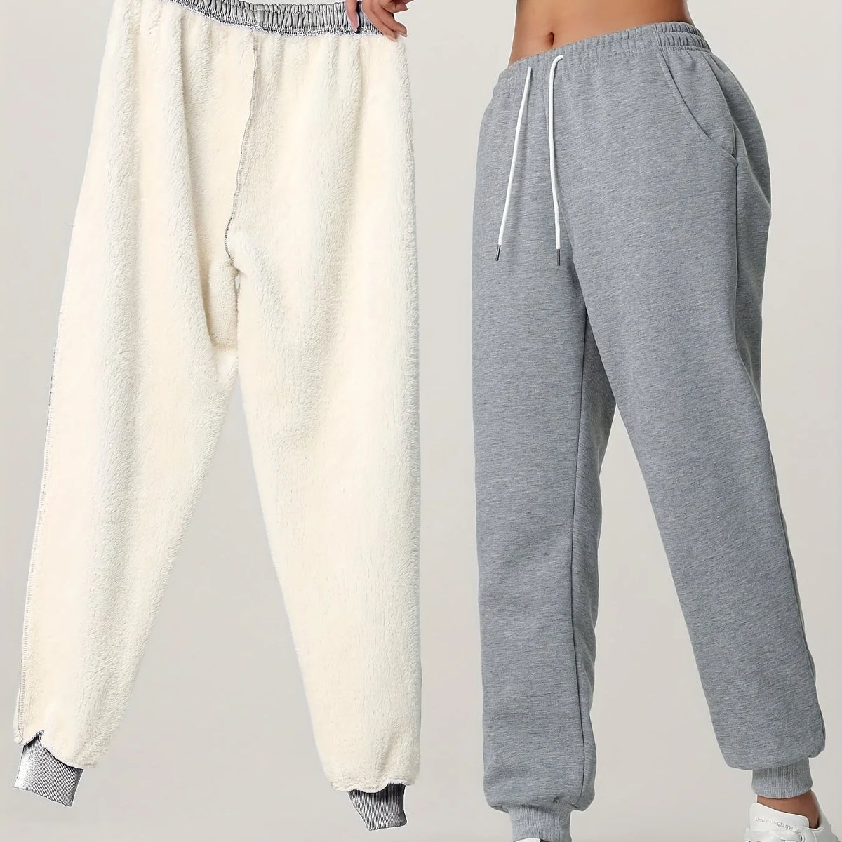 Women's grey cosy cuffed joggers for the autumn and winter season