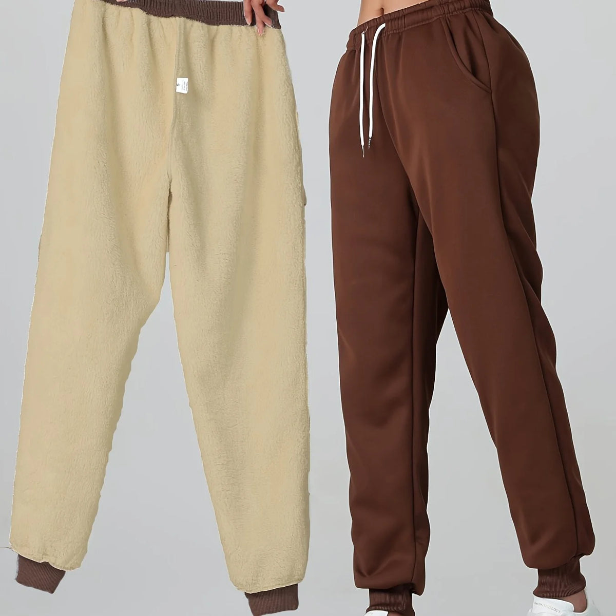 Women's grey cosy cuffed joggers for the autumn and winter season