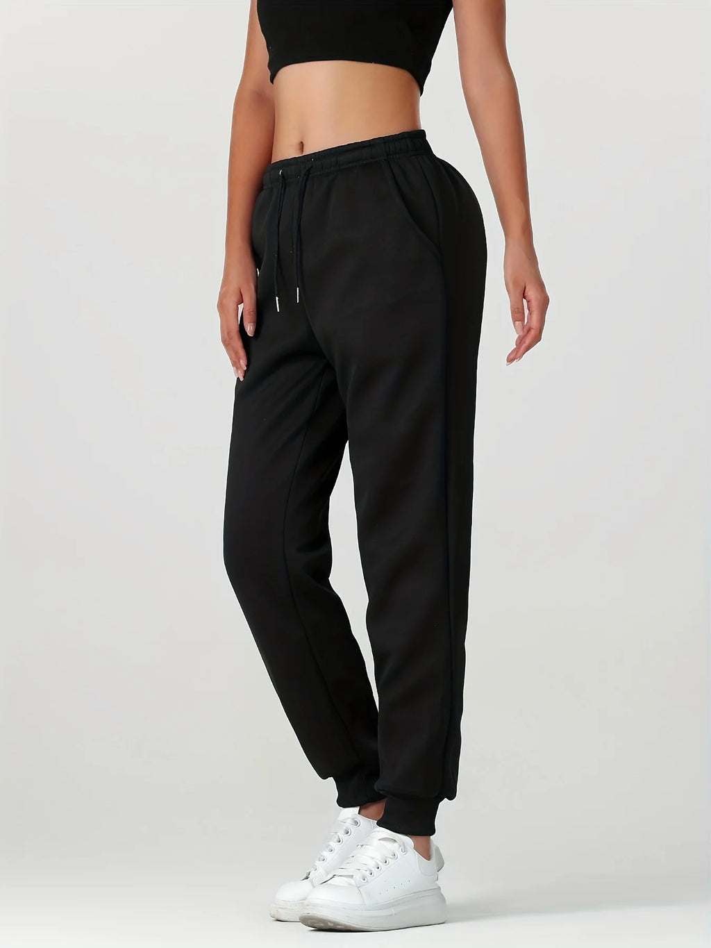 Women's navy cosy cuffed joggers for the autumn and winter season