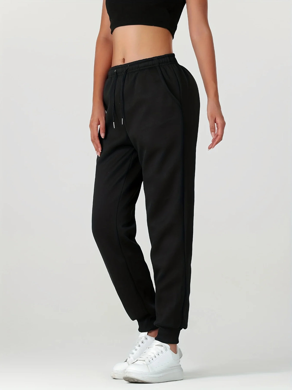 Women's navy cosy cuffed joggers for the autumn and winter season