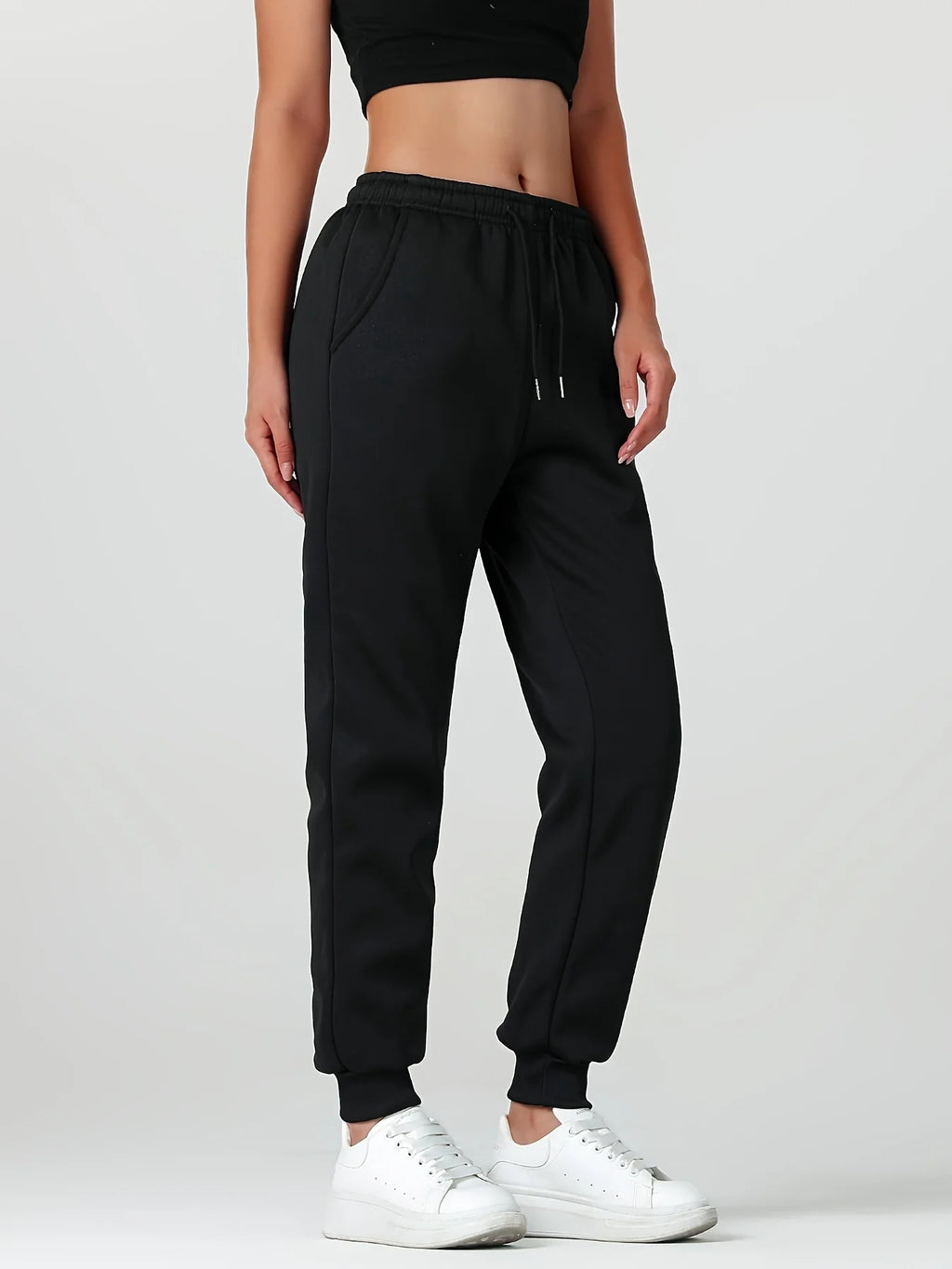 Women's navy cosy cuffed joggers for the autumn and winter season