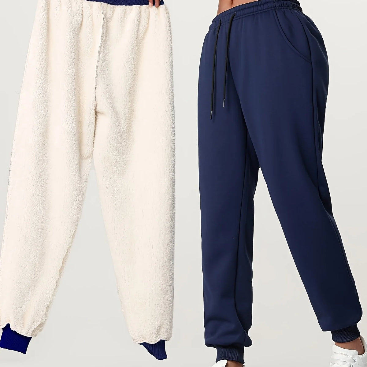 Women's grey cosy cuffed joggers for the autumn and winter season