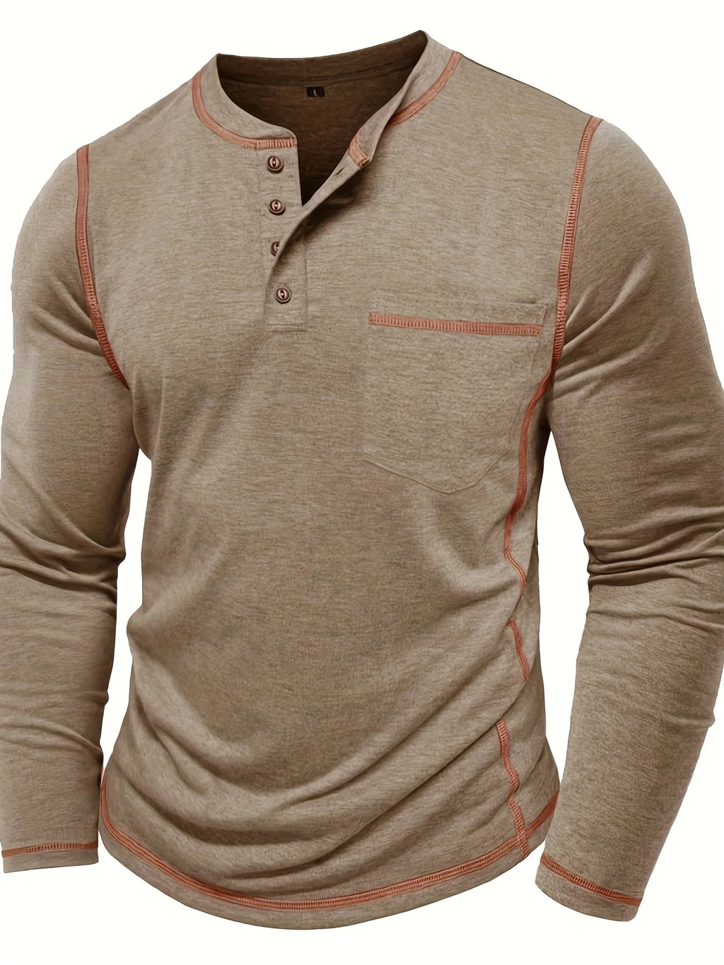 Men's green classic long sleeve henley shirt