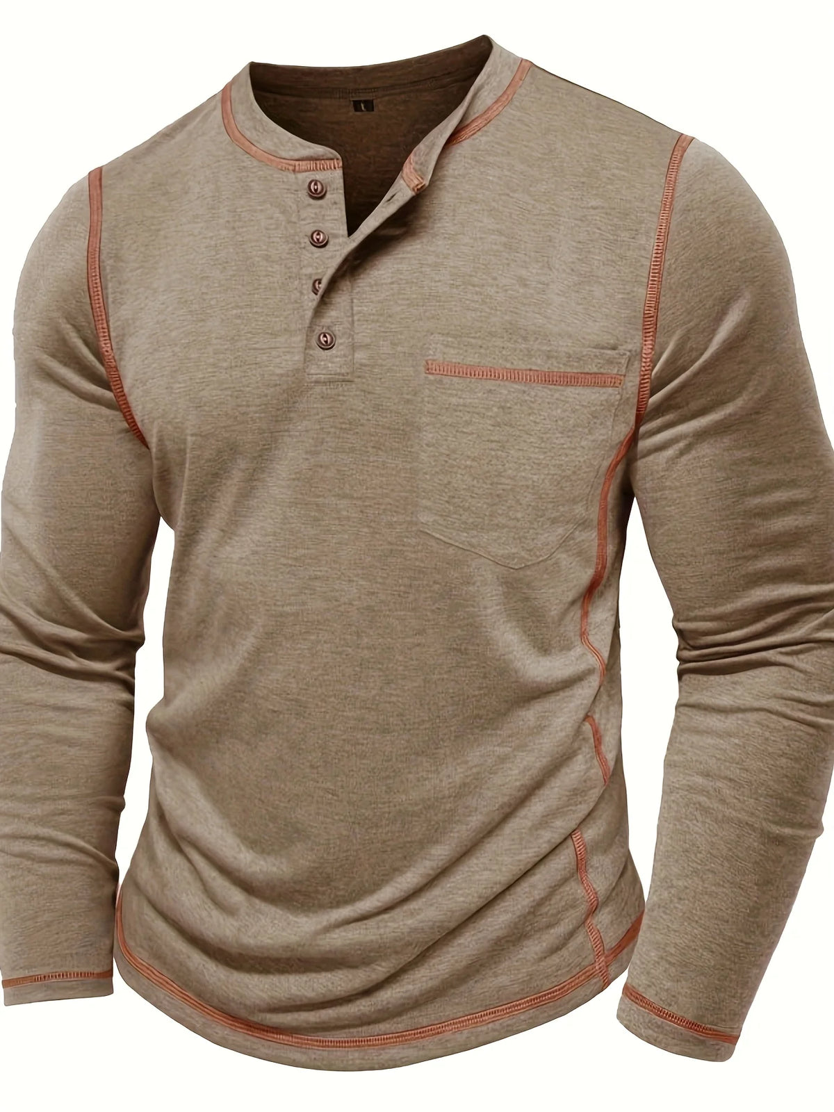 Men's green classic long sleeve henley shirt
