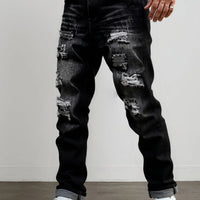 Men's Distressed Straight-Leg Jeans for Everyday Winter Wear
