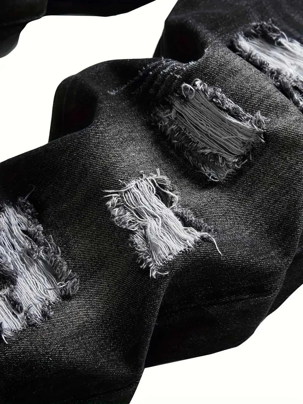 Men's dark grey distressed straight-leg jeans for everyday winter wear