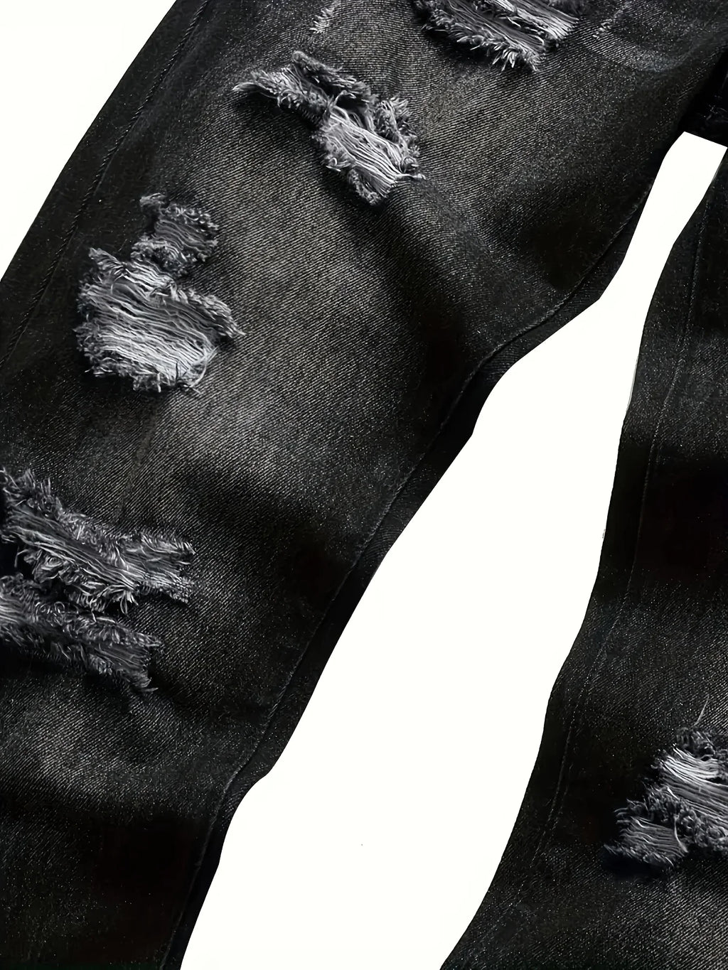 Men's dark grey distressed straight-leg jeans for everyday winter wear