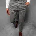 Men's black tailored checked trousers for autumn and winter wear