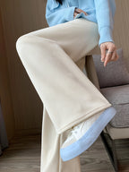 Women's ginger fleece-lined wide-leg trousers