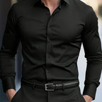 Men's black long sleeve business shirt