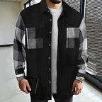Men's black classic check overshirt for autumn and winter layering