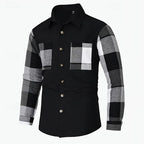 Men's black classic check overshirt for autumn and winter layering