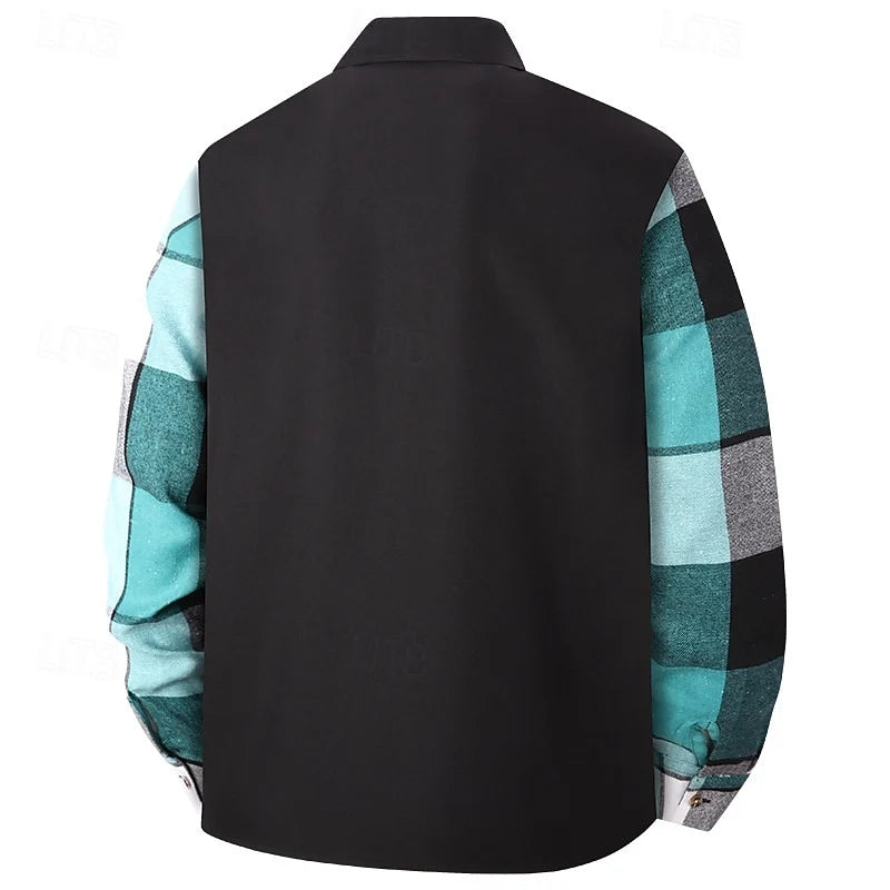 Men's sky blue classic check overshirt for autumn and winter layering
