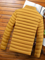 Men's yellow lightweight quilted jacket for cold autumn and winter days