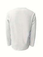 Men's white casual henley shirt for everyday autumn and winter wear