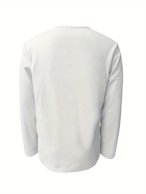 Men's white casual henley shirt for everyday autumn and winter wear