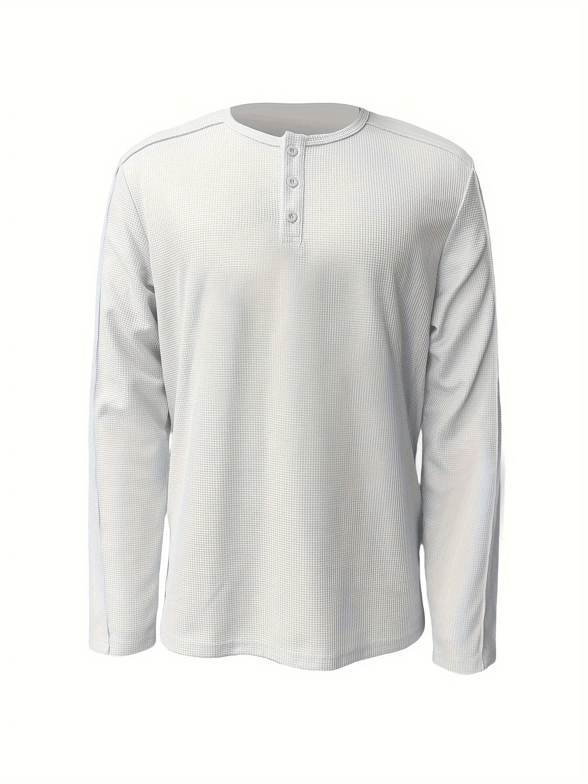 Men's white casual henley shirt for everyday autumn and winter wear