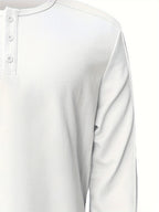 Men's white casual henley shirt for everyday autumn and winter wear