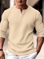 Men's apricot casual henley shirt for everyday autumn and winter wear