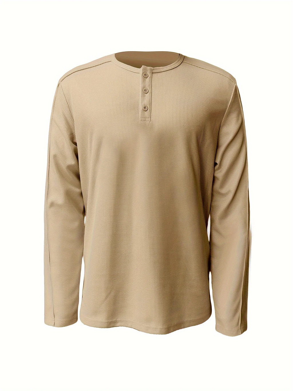 Men's apricot casual henley shirt for everyday autumn and winter wear