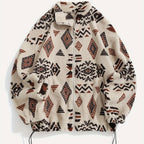 Women's apricot patterned zip-up jacket