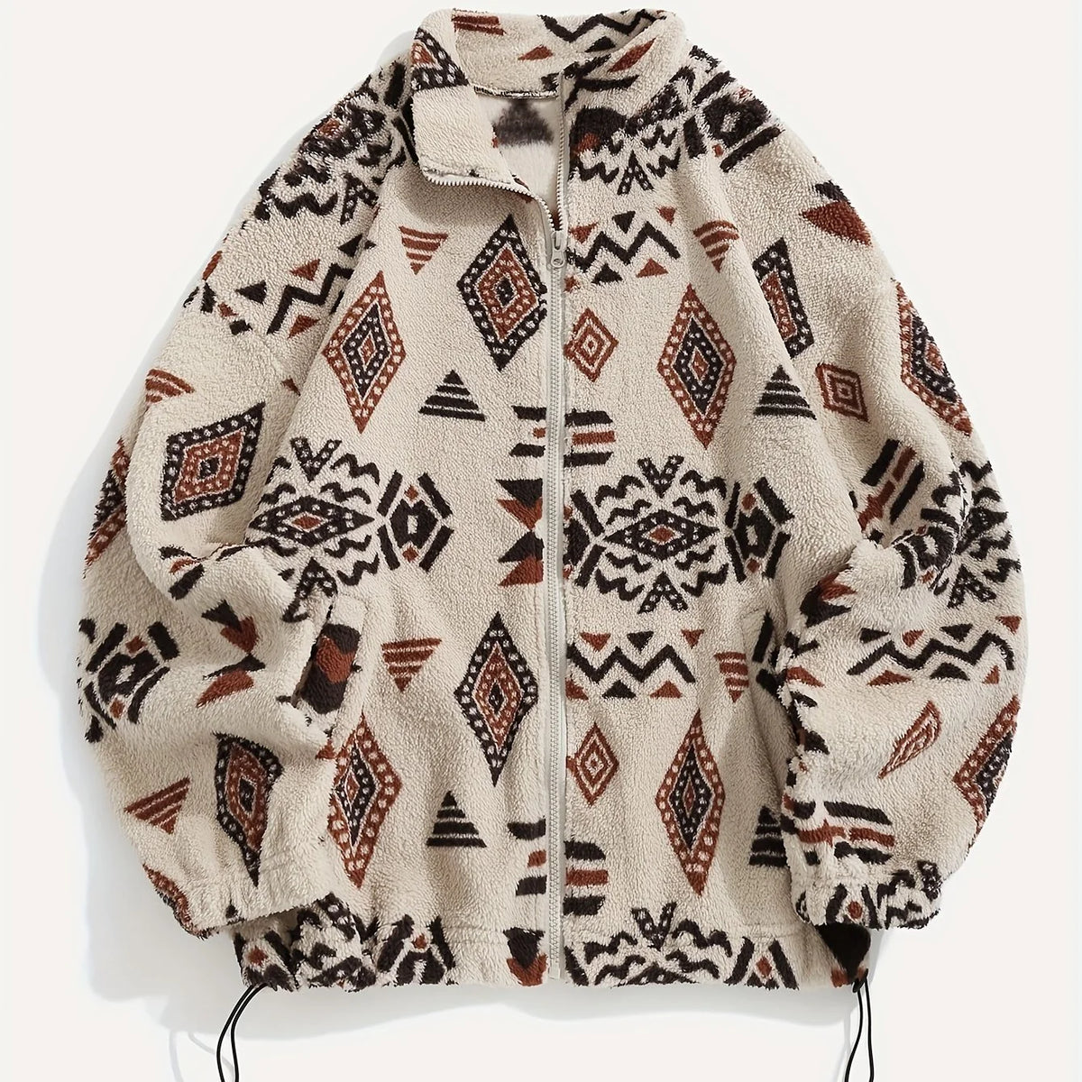 Women's apricot patterned zip-up jacket