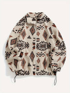 Women's green patterned zip-up jacket