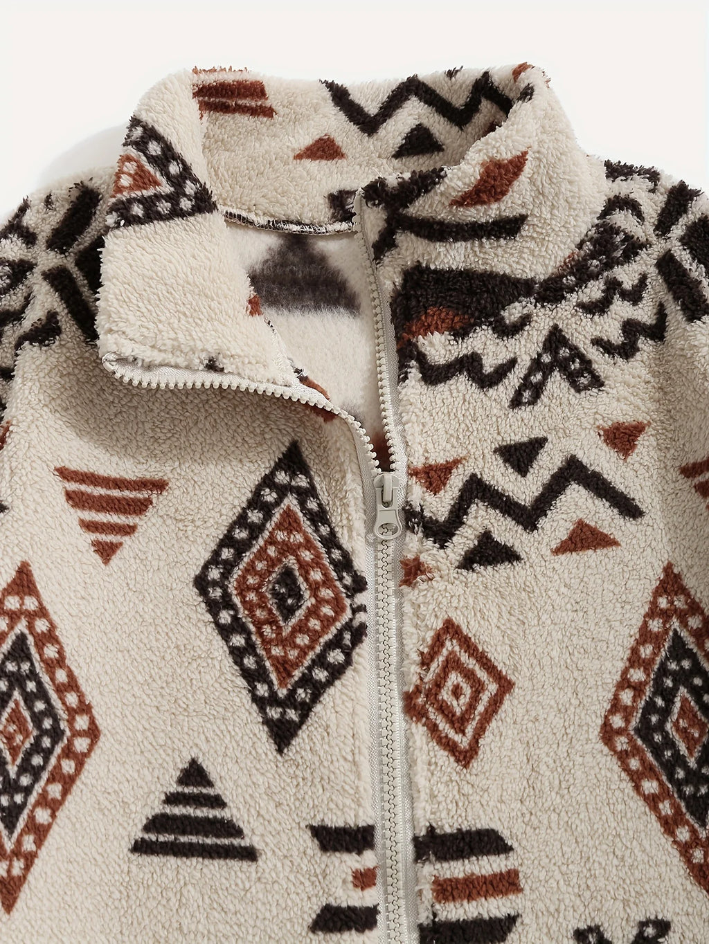 Women's green patterned zip-up jacket