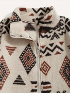 Women's green patterned zip-up jacket