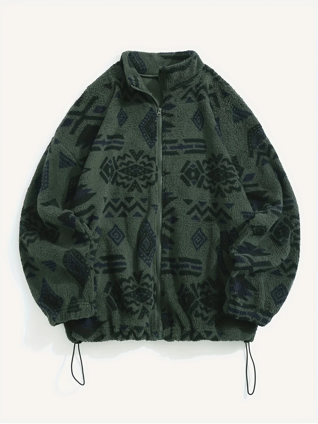 Women's green patterned zip-up jacket