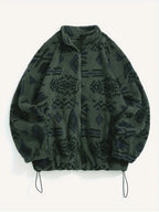 Women's green patterned zip-up jacket