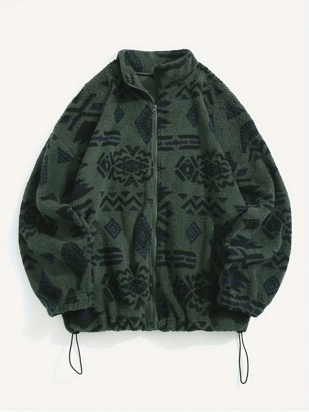 Women's green patterned zip-up jacket