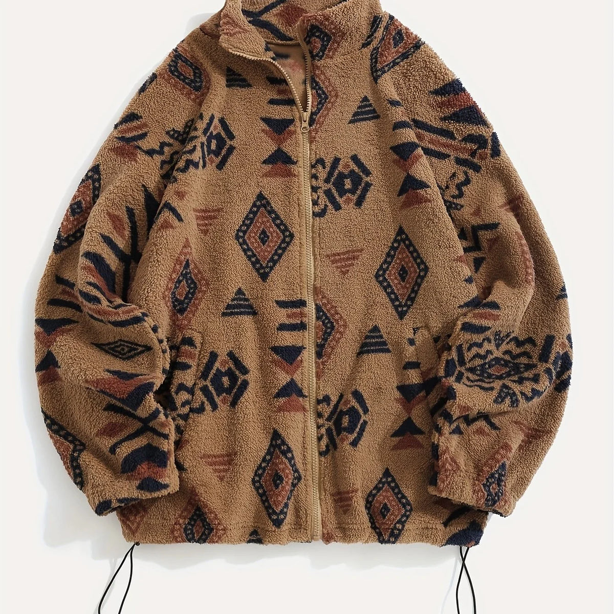Women's apricot patterned zip-up jacket