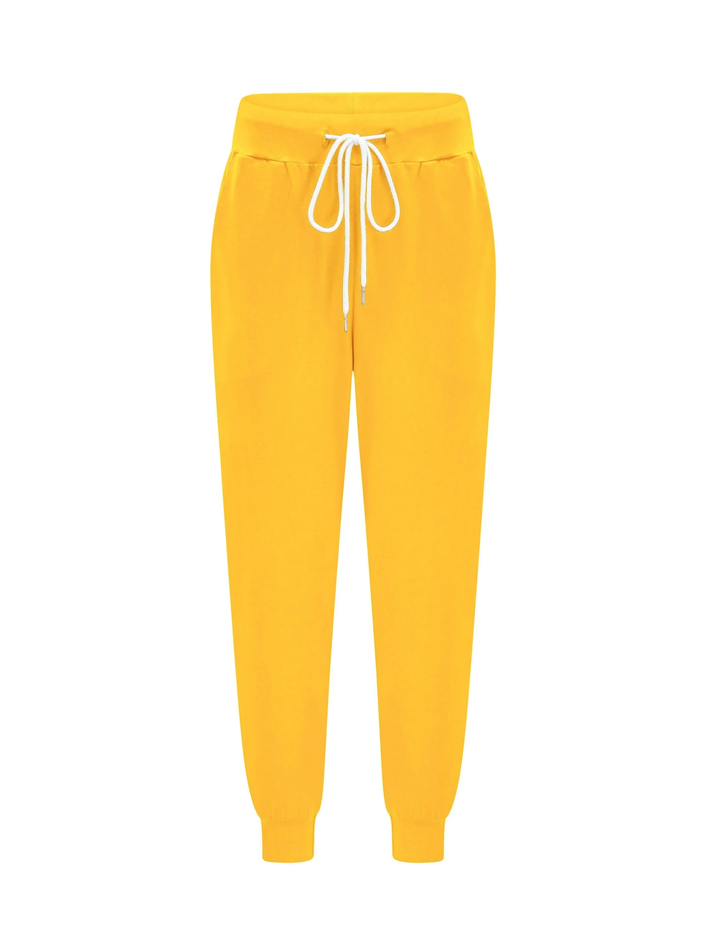 Women's yellow relaxed tapered joggers for chilly autumn and winter days