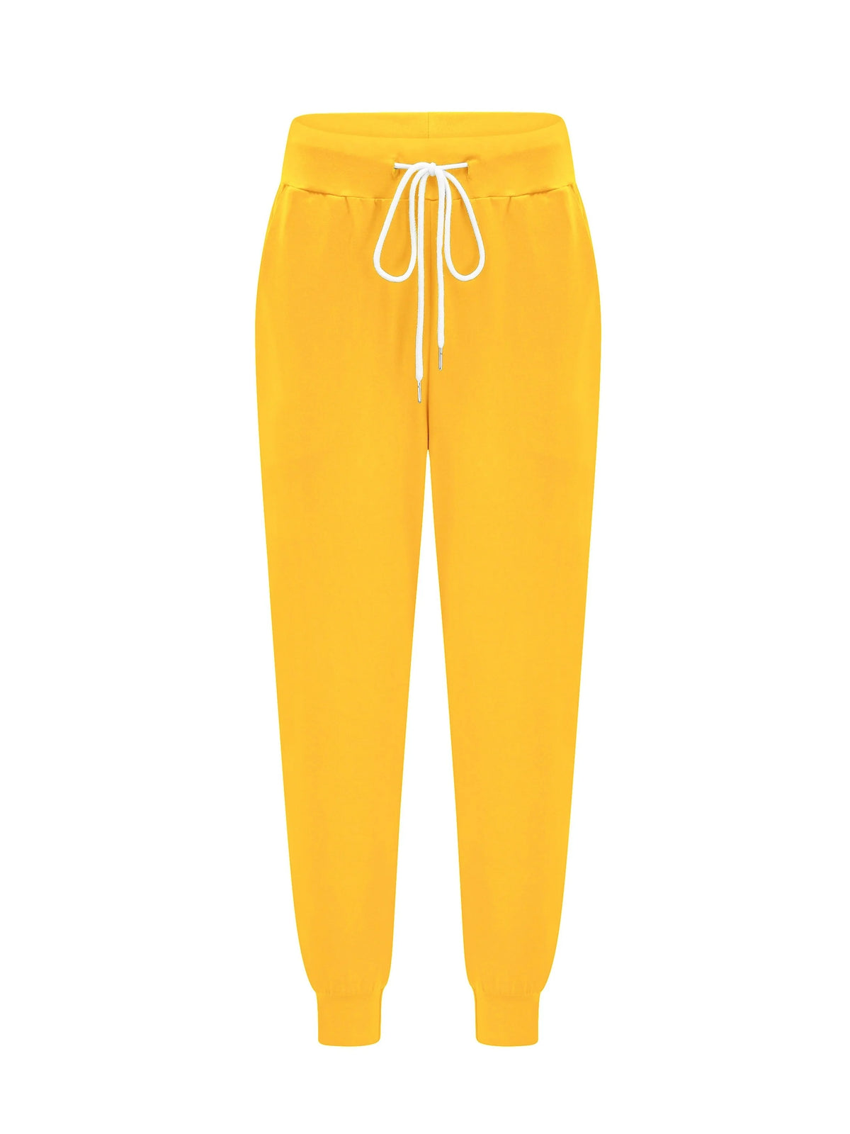 Women's yellow relaxed tapered joggers for chilly autumn and winter days