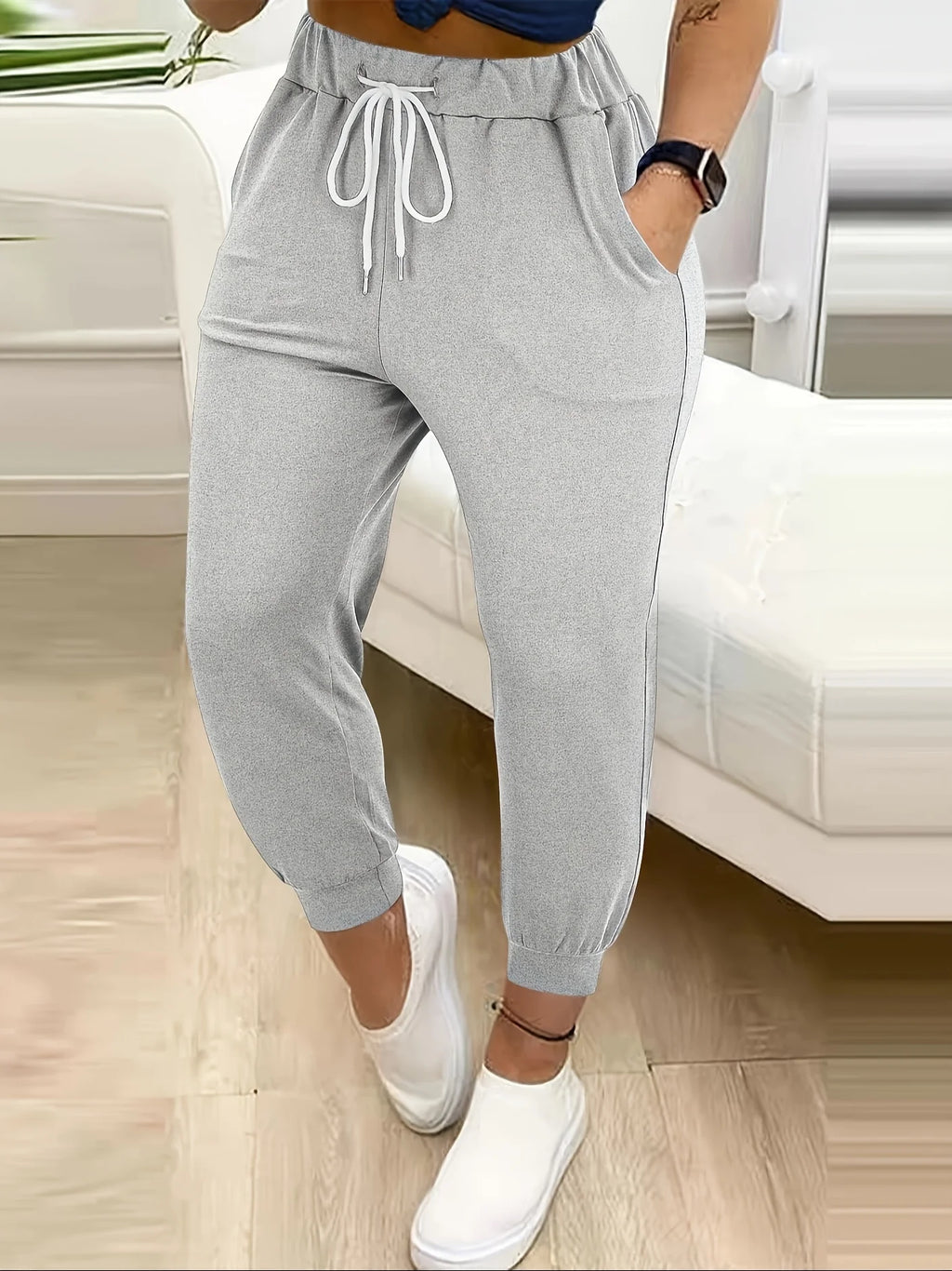 Women's ash relaxed tapered joggers for chilly autumn and winter days
