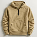 Men's beige midweight cotton hooded sweatshirt in autumn and winter
