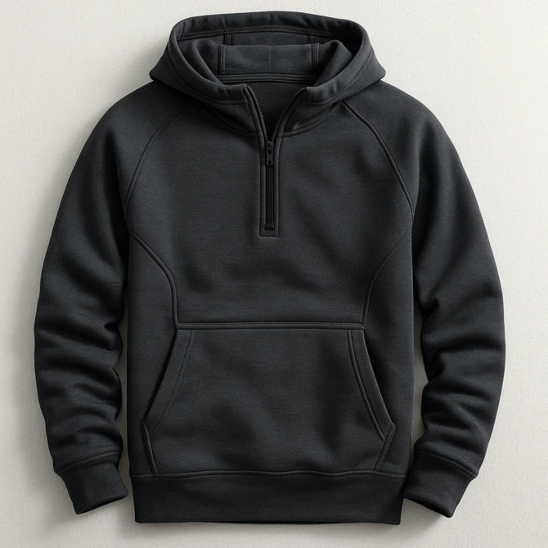 Men's grey midweight cotton hooded sweatshirt in autumn and winter