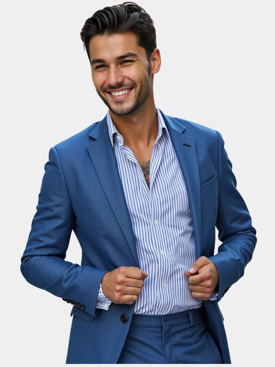 Men's blue minimalist versatile jacket for autumn and winter