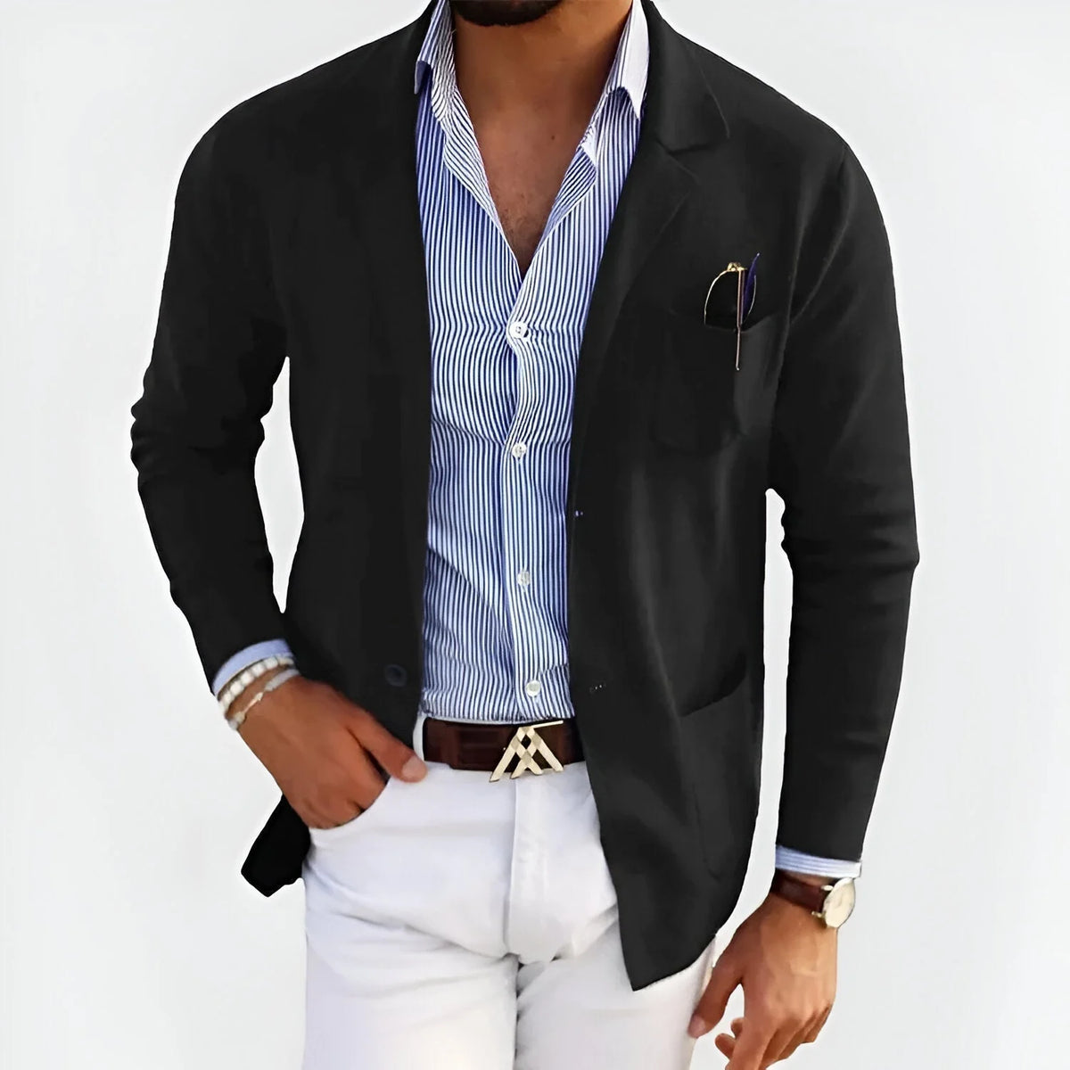 Men's black minimalist versatile jacket for autumn and winter